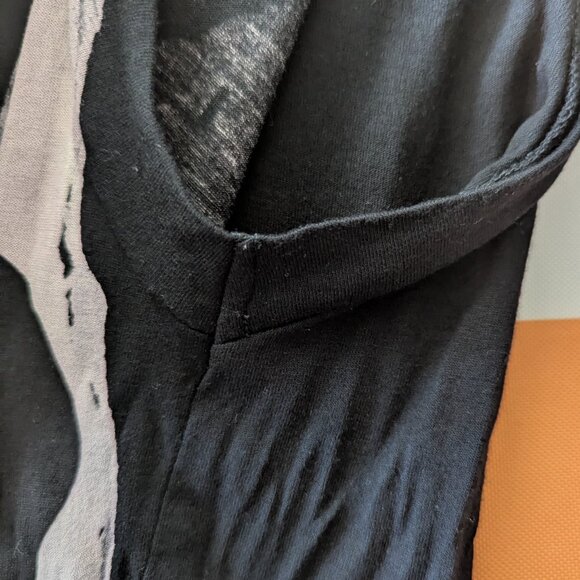 Allsaints Rip It Up Tunic Tee Black Grey Tone Abstract Graphic High Low Hem - Picture 5 of 12